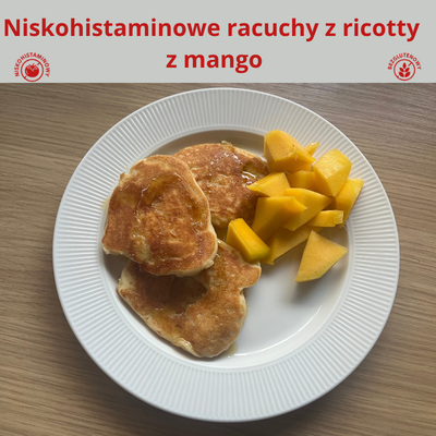 Niskohistaminowe racuchy z ricotty z mango
